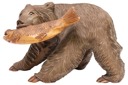 JAPANESE HOKKAIDO AINU STYLE CARVED WOOD BEAR SCULPTURE