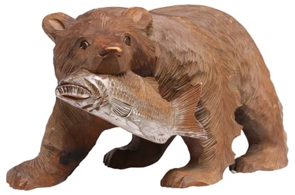 JAPANESE HOKKAIDO AINU STYLE CARVED WOOD BEAR SCULPTURE
