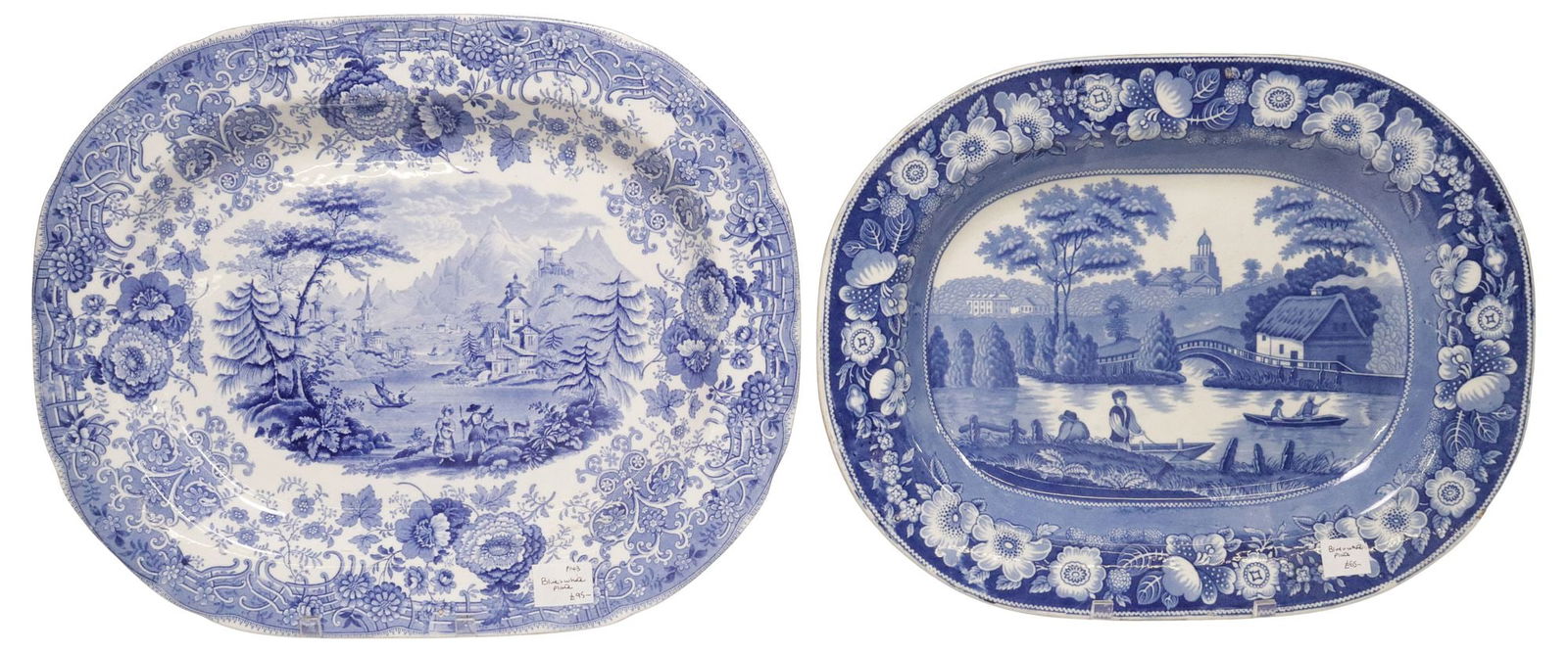 (2) ENGLISH STAFFORDSHIRE BLUE & WHITE TRANSFERWARE PLATTERS (1 of 3)