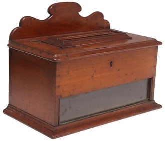 ENGLISH COUNTRY HOUSE MAHOGANY POST LETTER BOX, 19TH C.
