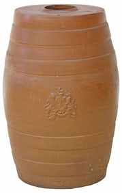 LARGE BRITISH SALT-GLAZE STONEWARE SPIRITS CASK OR BARREL