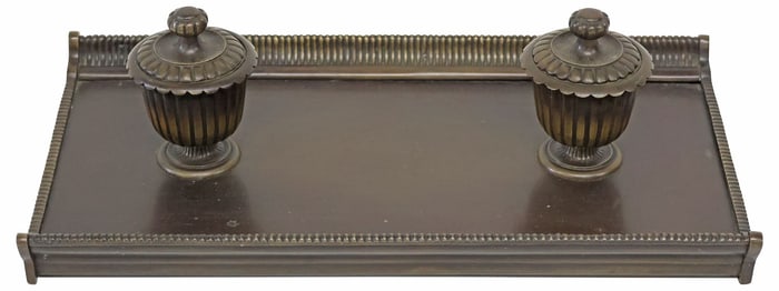 REGENCY STYLE PATINATED BRONZE STANDISH DESK STAND