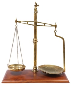 ENGLISH SHOP COUNTER BRASS BALANCE BEAM SCALES