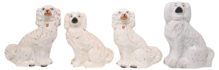 (4) ENGLISH VICTORIAN STAFFORDSHIRE MANTEL DOGS