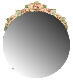 ENGLISH CARVED & PAINTED BARBOLA WALL MIRROR
