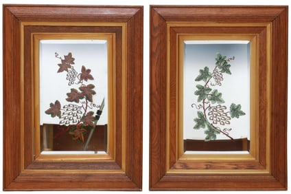 (2) VICTORIAN REVERSE ETCHED & PAINTED MIRRORS