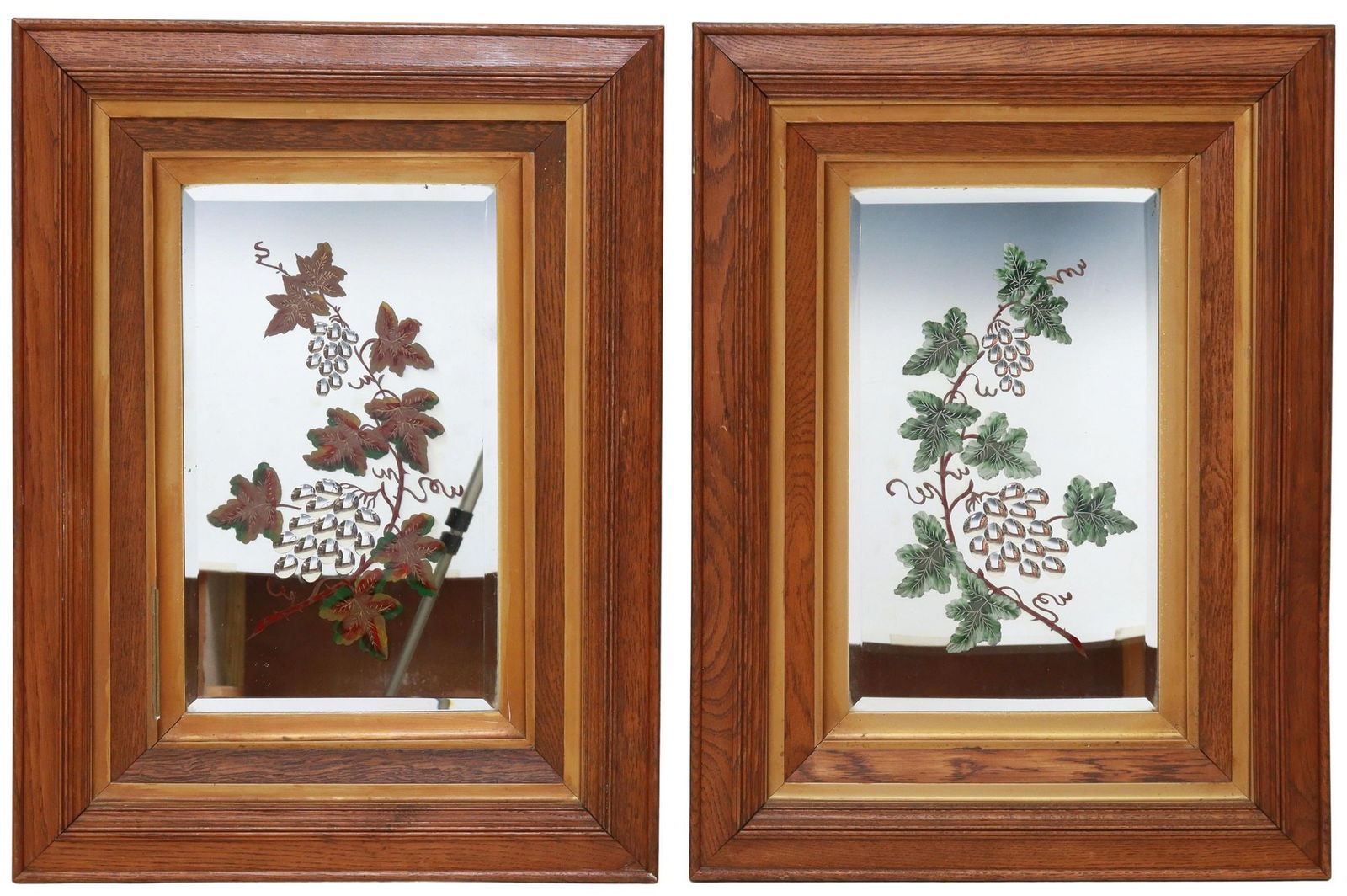 (2) VICTORIAN REVERSE ETCHED & PAINTED MIRRORS (1 of 3)