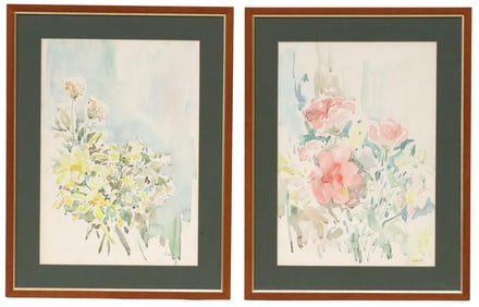 (2) FRAMED WATERCOLOR PAINTINGS OF FLOWERS