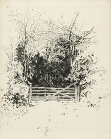 PIERONI PERUZZO (ATTRIB) PEN & INK DRAWING GATE LEADING TO A FOREST