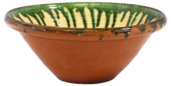 SMALL ENGLISH GLAZED TERRACOTTA PANCHEON / DAIRY BOWL