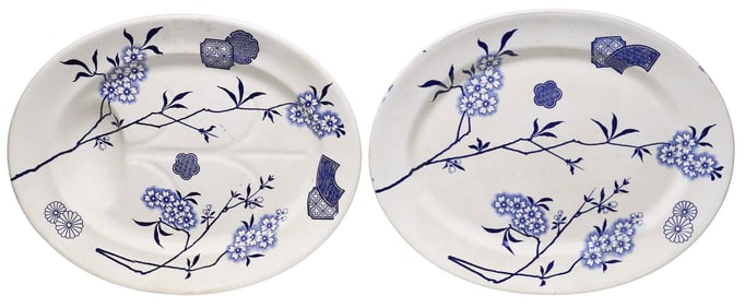 (2) STAFFORDSHIRE AESTHETIC TRANSFERWARE MEAT PLATTERS