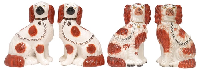 (4) ENGLISH VICTORIAN STAFFORDSHIRE MANTEL DOGS