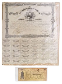 (2) CONFEDERATE TYLER SIGNED $500 BOND & TEXAS 1862 TREASURY WARRANT