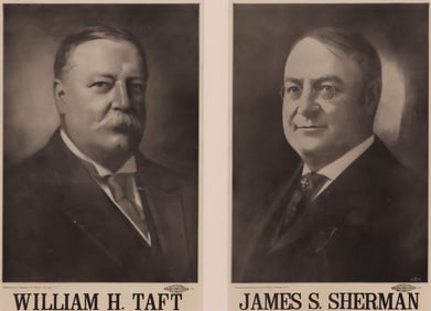 FRAMED PRESIDENTIAL JUGATE POSTERS, WILLIAM H. TAFT & JAMES S. SHERMAN