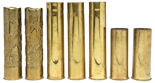 (7) WWI-ERA TRENCH ART ARTILLERY SHELL VASES