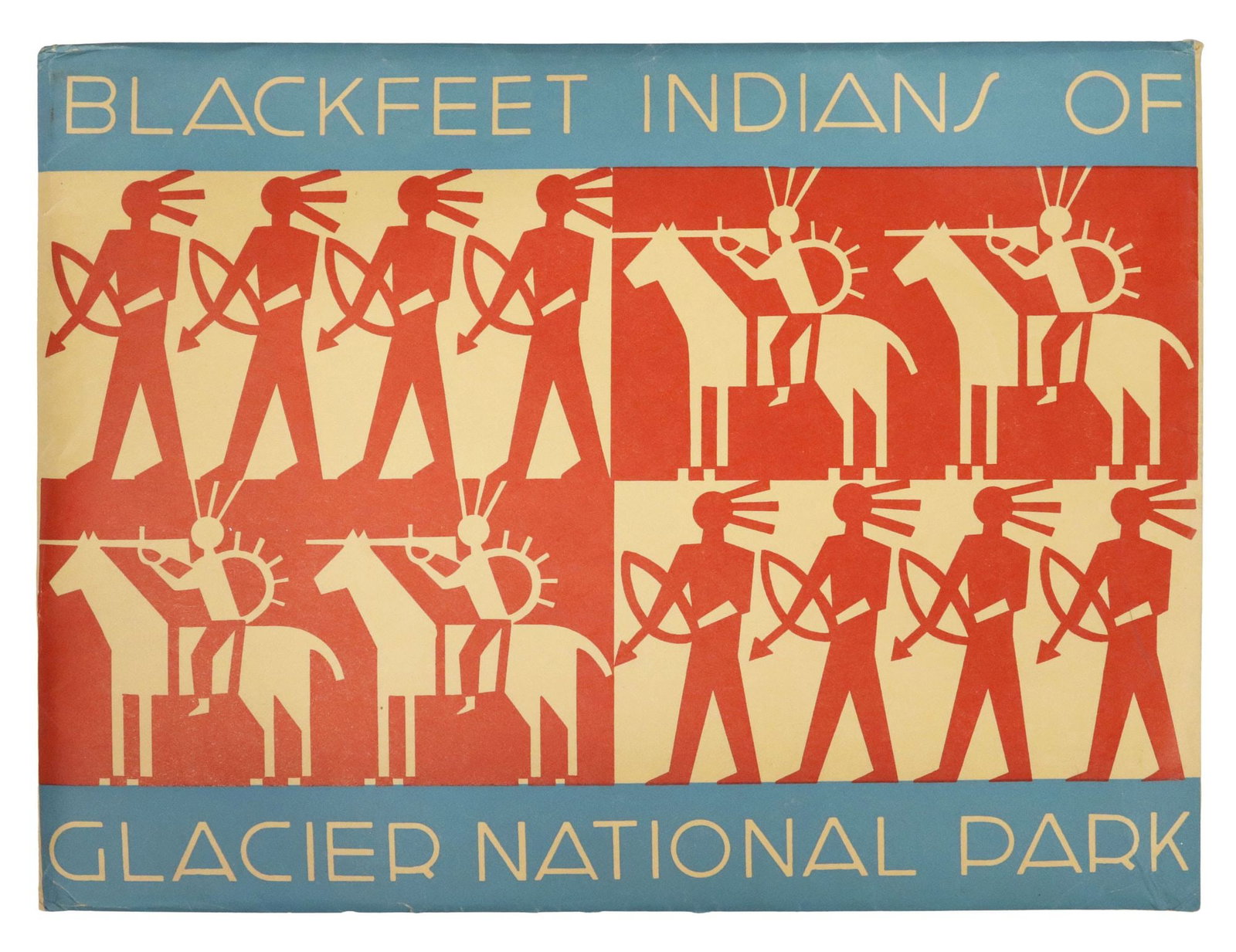 PORTFOLIO: 24 PRINTS PORTRAITS OF BLACKFEET INDIANS AFTER WINOLD REISS: Portfolio of twenty-four offset prints in color: "Blackfeet Indians of Glacier National Park," after Winold Reiss (German-born American, 1886-1953), accompanied by (one) pamphlet "Out o