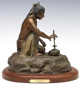 JUAN DELL (1933-2019) COLD-PAINTED BRONZE SCULPTURE 'BEADMAKER'
