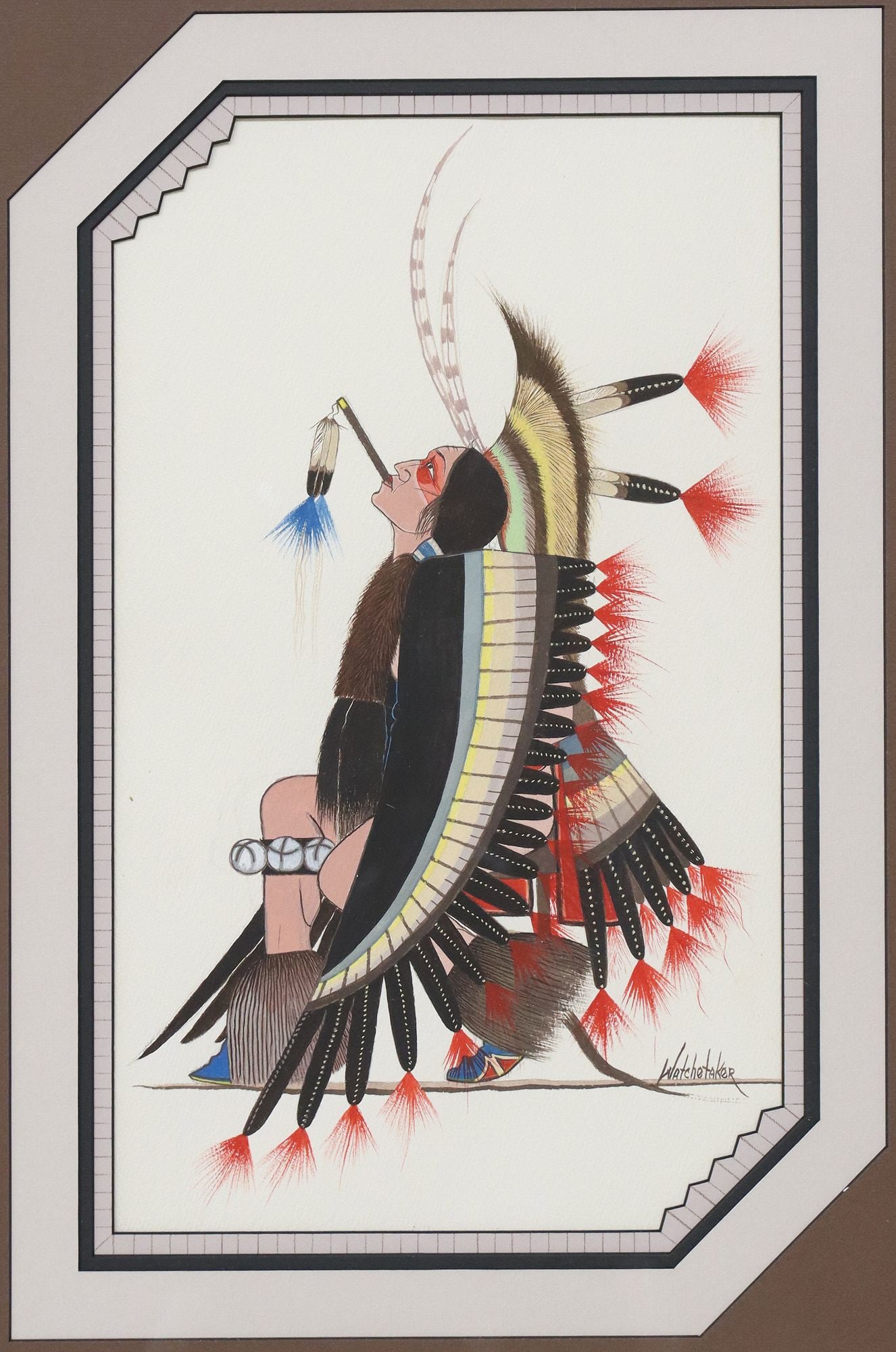 GEORGE SMITH WATCHETAKER (1916-1993) COMANCHE EAGLE DANCER PAINTING (1 of 4)