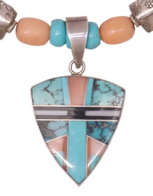 ANTOINETTE PLATERO (20TH C.) LAGUNA DUAL-SIDED PENDANT & BEADED NECKLACE