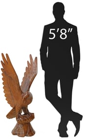 NEAR LIFE-SIZE CARVED WOOD EAGLE SCULPTURE, 38"H