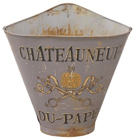 FRENCH VINEYARD PAINTED METAL GRAPE PICKER'S HOTTE / HOD