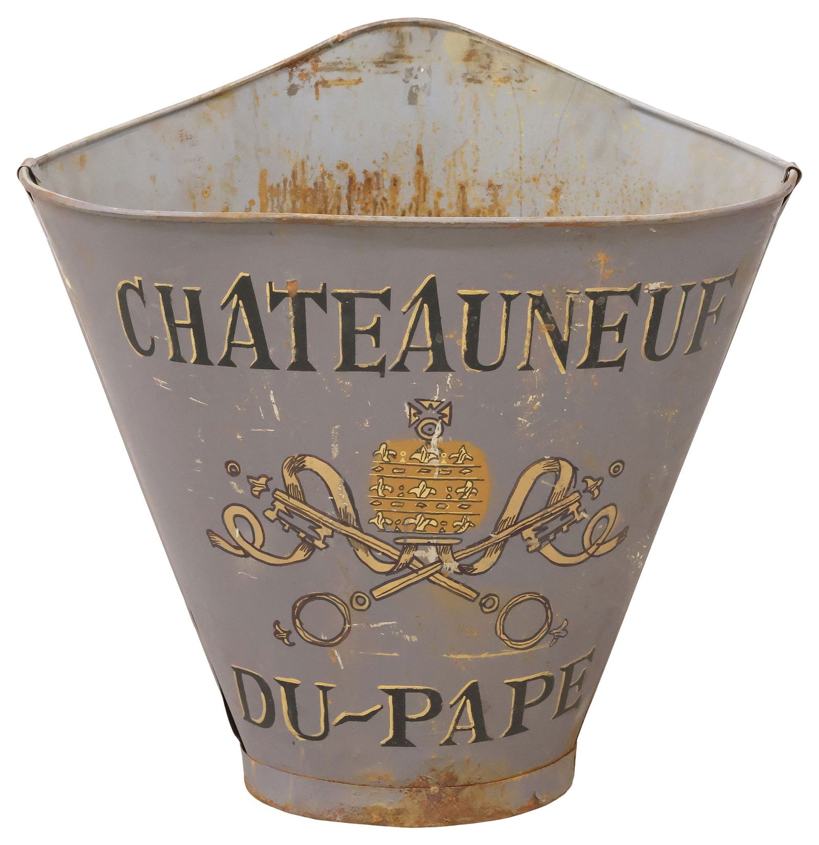 FRENCH VINEYARD PAINTED METAL GRAPE PICKER'S HOTTE / HOD (1 of 4)