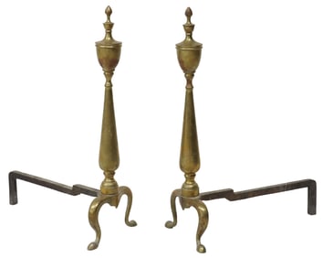 (2) AMERICAN FEDERAL STYLE BRASS ANDIRONS
