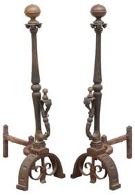 (2) VICTORIAN IRON FIREPLACE ANDIRONS