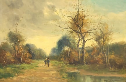 HENRI MATTHYS (1864-1929) BARBIZON STYLE LANDSCAPE, 15.75" X 13.5"