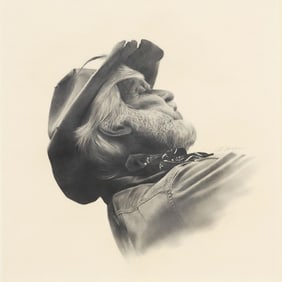 CHARLES PHILLIP VAUGHN (1943-2022) WESTERN PORTRAIT, HONDO CROUCH