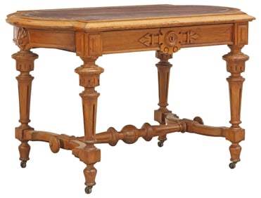 AMERICAN VICTORIAN RENAISSANCE REVIVAL WALNUT LIBRARY TABLE