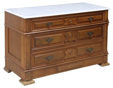 AMERICAN VICTORIAN MARBLE-TOP WALNUT COMMODE
