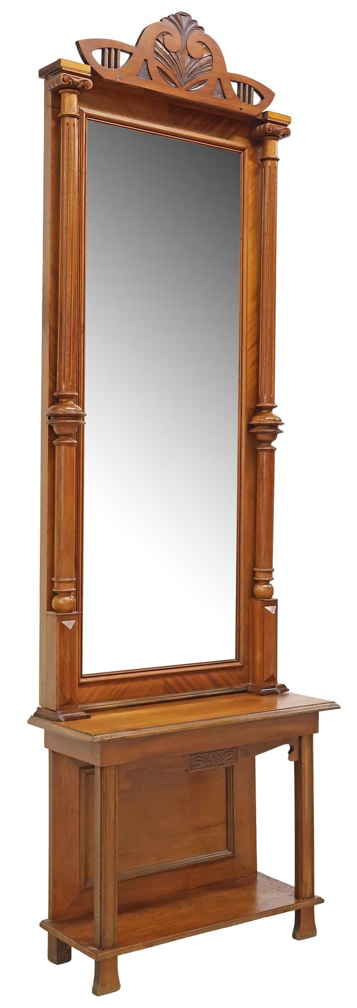 VICTORIAN CARVED WALNUT MIRRORED HALL STAND, 96"H (1 of 5)