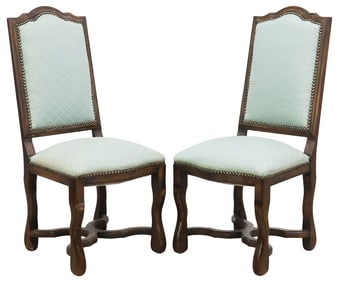 (2) FRENCH LOUIS XIV STYLE OAK SIDE CHAIRS