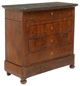 FRENCH LOUIS PHILIPPE MARBLE-TOP MAHOGANY COMMODE
