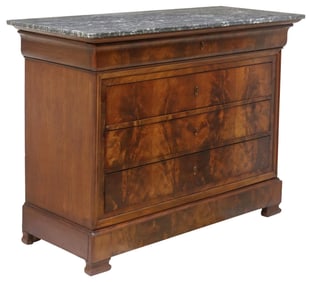 FRENCH LOUIS PHILIPPE MARBLE-TOP MAHOGANY COMMODE
