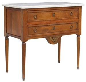 FRENCH LOUIS XVI STYLE MARBLE-TOP COMMODE
