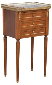 FRENCH LOUIS XVI STYLE MARBLE-TOP MAHOGANY NIGHTSTAND