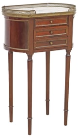 FRENCH LOUIS XVI STYLE MARBLE-TOP MAHOGANY BEDSIDE TABLE