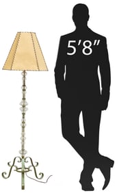 MOLDED GLASS-CLAD IRON 1-LIGHT FLOOR LAMP & PARCHMENT SHADE, 59"H