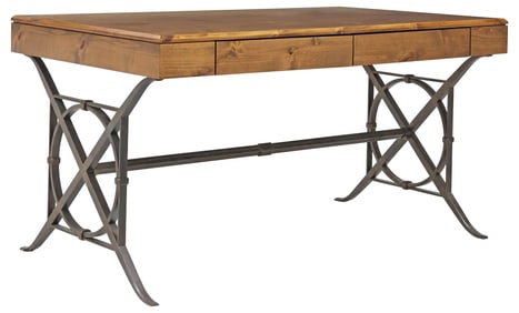 CUSTOM ALDER WOOD & IRONWORK PARTNERS DESK