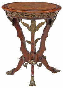 EMPIRE STYLE MARQUETRY & METAL-MOUNTED GUERIDON TABLE
