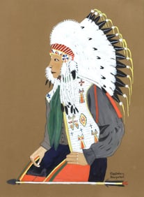 CARL SWEEZY (D.1953) PORTRAIT OF ARAPAHOE CHIEF PAINTING