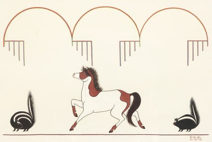 ROMANDO TSE-YE-MU VIGIL (1902-1978) SAN ILDEFONSO PAINTING, 16" X 24"