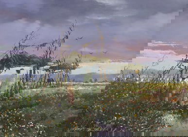THOMAS deDECKER (B.1951) PAINTING, 'FAREWELL DAD & HUSBAND' 12" X 16"