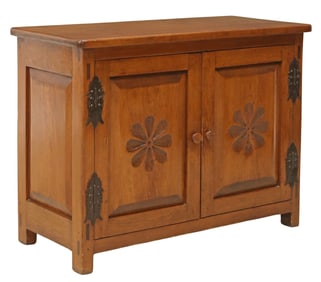 SOUTHWEST DATCHA RANCH CARVED PINE SIDE CABINET OR CUPBOARD