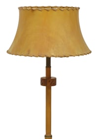 SOUTHWEST DATCHA RANCH CARVED PINE & PARCHMENT FLOOR LAMP