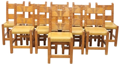 (10) SOUTHWEST DATCHA RANCH CARVED PINE DINING SIDE CHAIRS