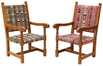 (2) SOUTHWEST DATCHA RANCH ARMCHAIRS COVERED IN GUATEMALAN TEXTILES