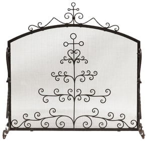 SOUTHWEST DATCHA RANCH WROUGHT IRON & MESH FIRE SCREEN